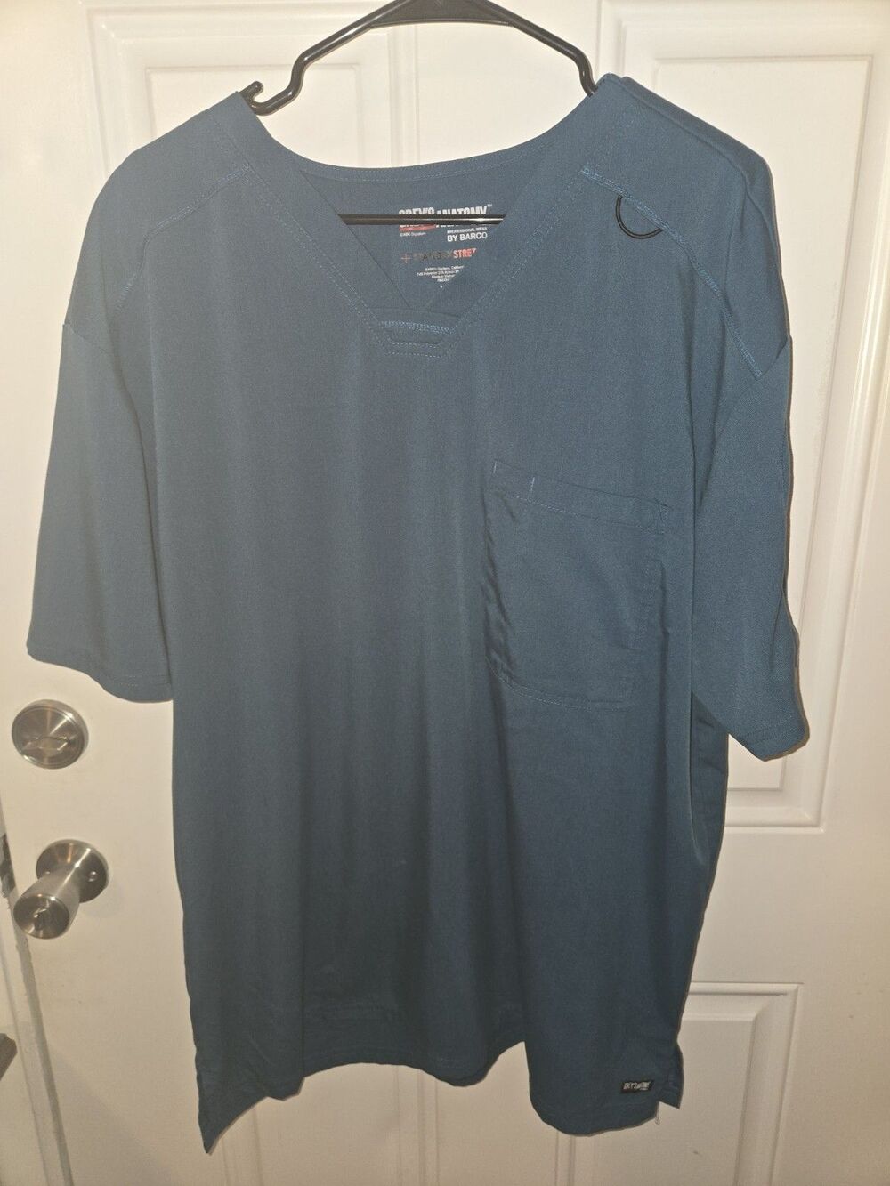 Grey’s Anatomy By Barco Scrub Top XL Teal Blue V Neck Healthcare Uniform